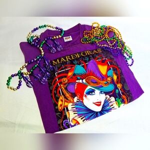 Vtg. Mardi Gras "Let The Good Times Roll" 1996 tee-shirt. FREE beads.